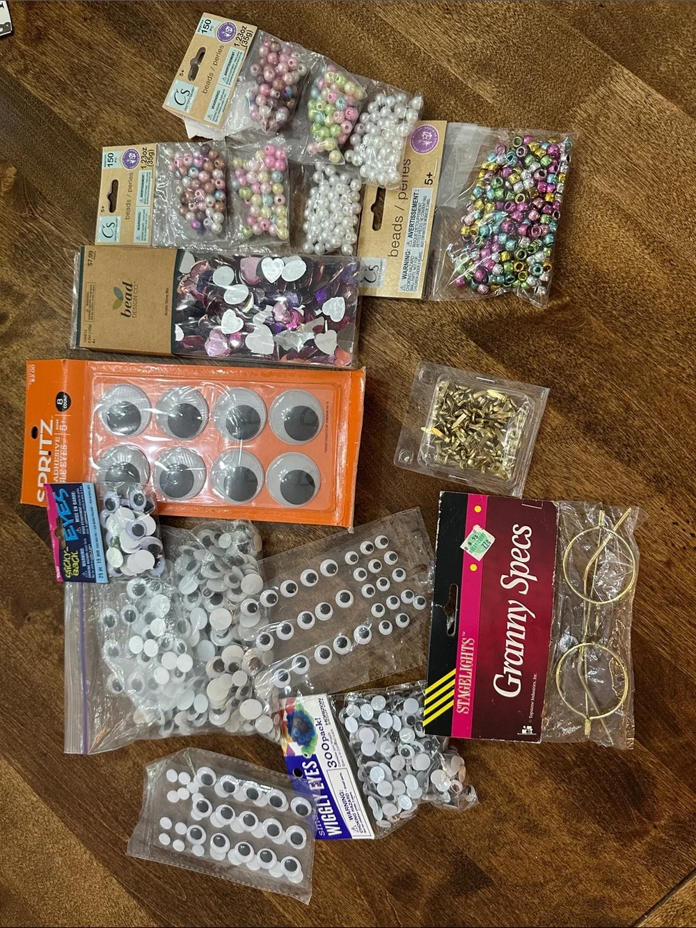 Assorted Craft Beads, Googly Eyes & Novelty Granny Specs - Multicolor